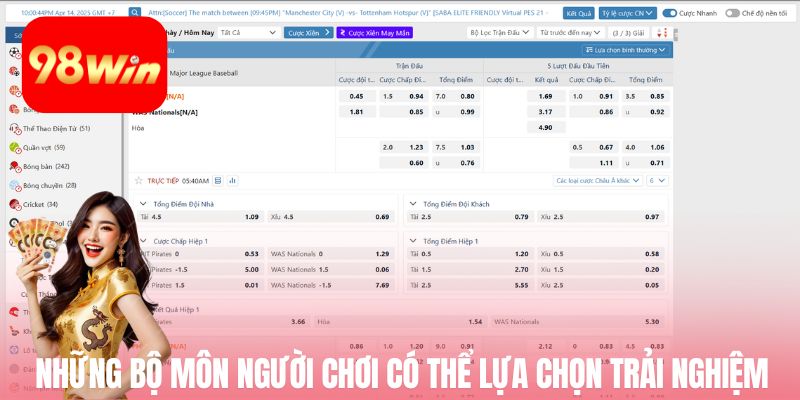 Những bộ môn người chơi có thể lựa chọn trải nghiệm tại nhà cái